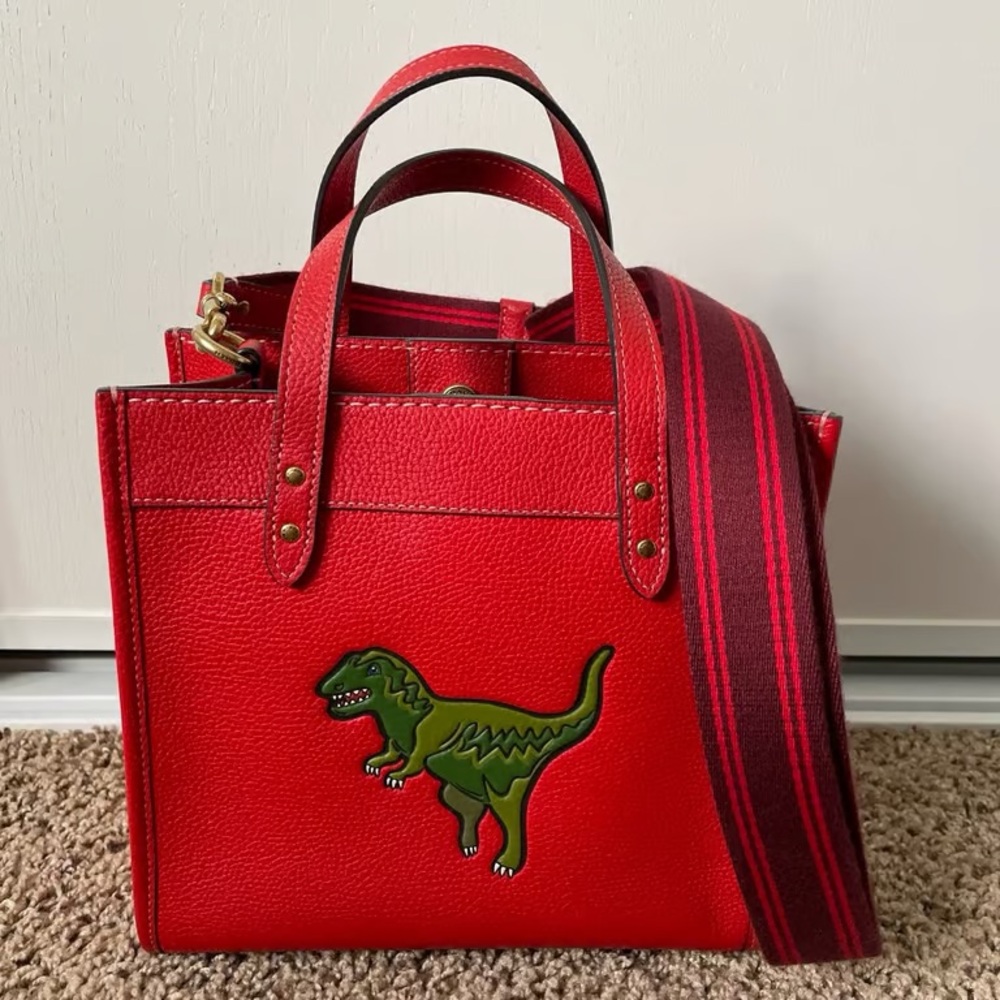 Coach Brown Leather Interior Patch with Yellow St… - image 1